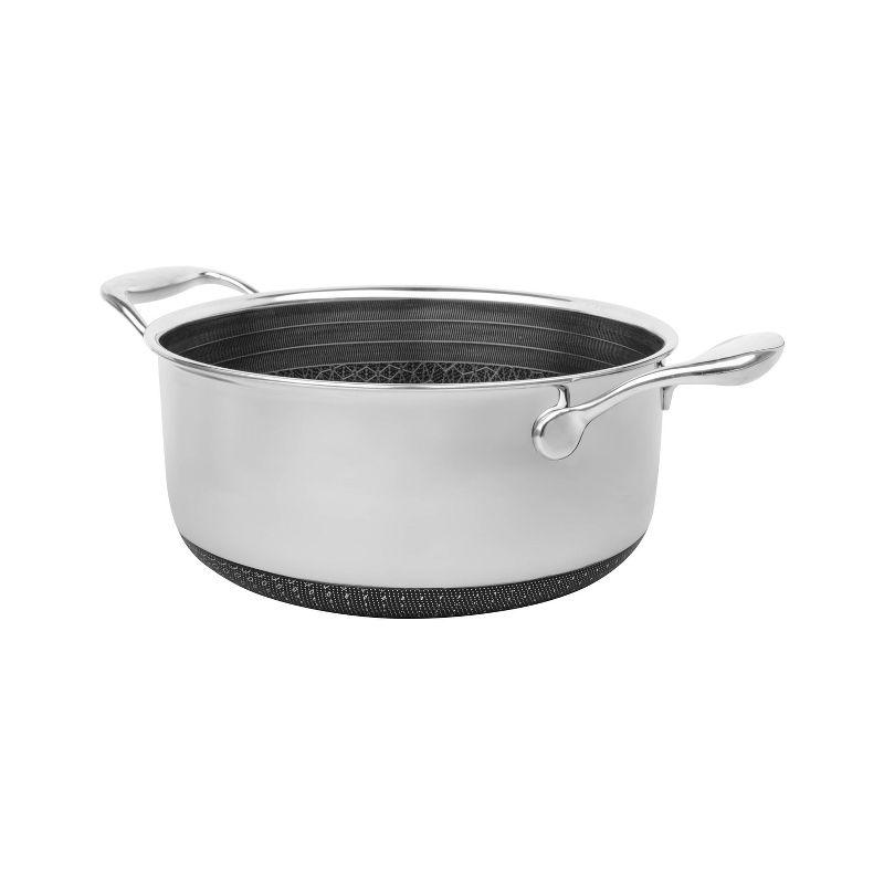 Livwell Brands Diamond Clad 6qt Hybrid Nonstick Stainless Steel Stock Pot and Lid: Tri Ply, Oven & Dishwasher Safe, Vented Glass Lid