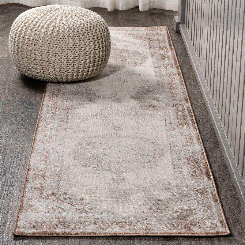2'x8' Rosalia Cottage Medallion Runner Rug, Brown/Cream - JONATHAN Y