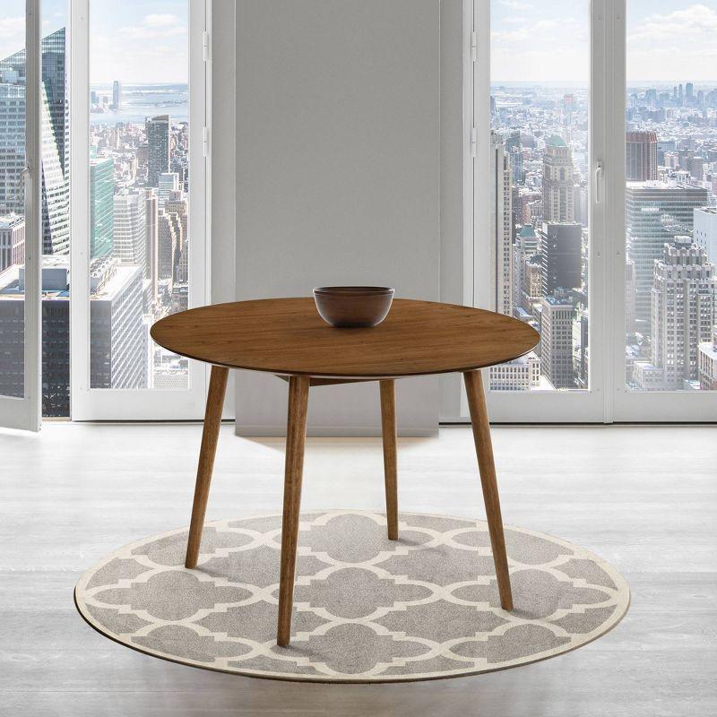 42" Arcadia Round Wood Dining Table Walnut - Armen Living: Mid-Century, 4-Point Leg, Rubberwood