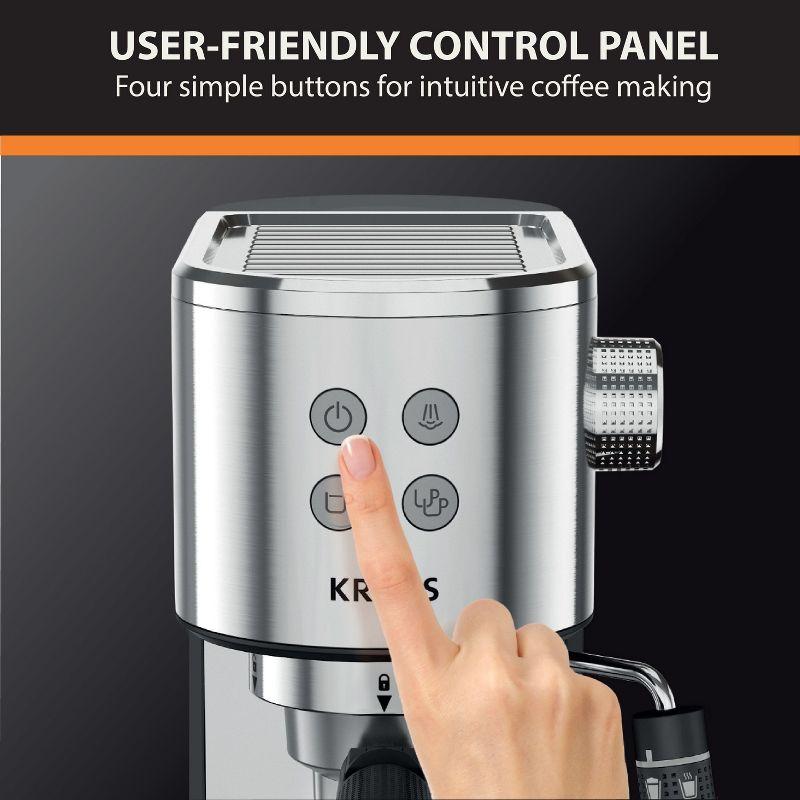 Krups Espresso Maker, 15 Bar Pressure, Stainless Steel