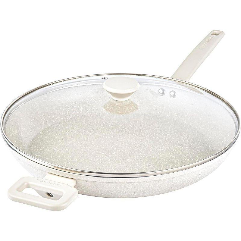 Beige 14'' Aluminum Nonstick Frying Pan with Lid