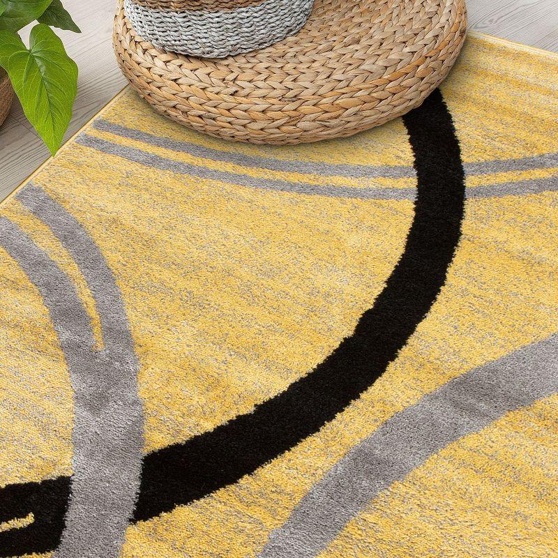 Modern Abstract Yellow 3'3"x5' Synthetic Easy Care Area Rug