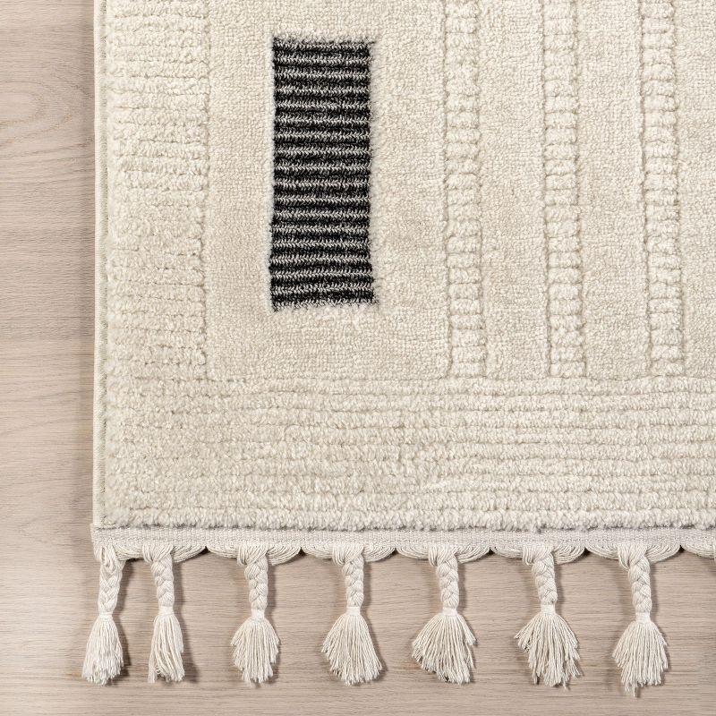 Nuloom Paccia High-Low Modern Striped Tasseled Indoor Area Rug