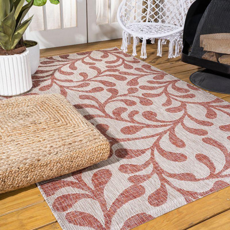 4'x6' Vine All Over Indoor/Outdoor Area Rug, Red/Beige - JONATHAN Y