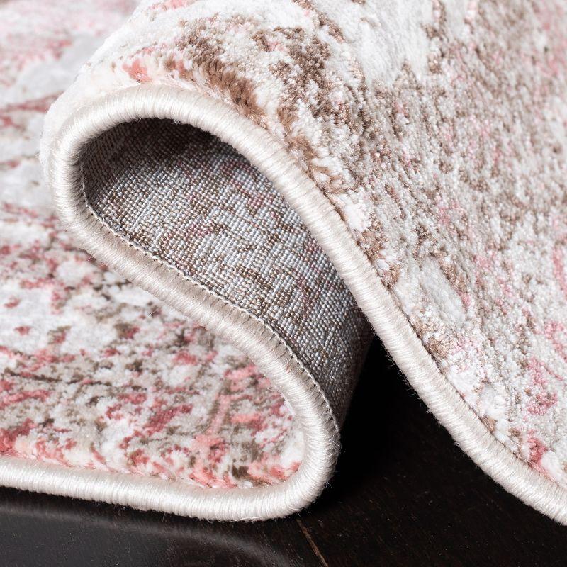 Meadow 500 MDW585 Power Loomed Indoor Area Rug - Beige/Pink - 5'x5' - Safavieh