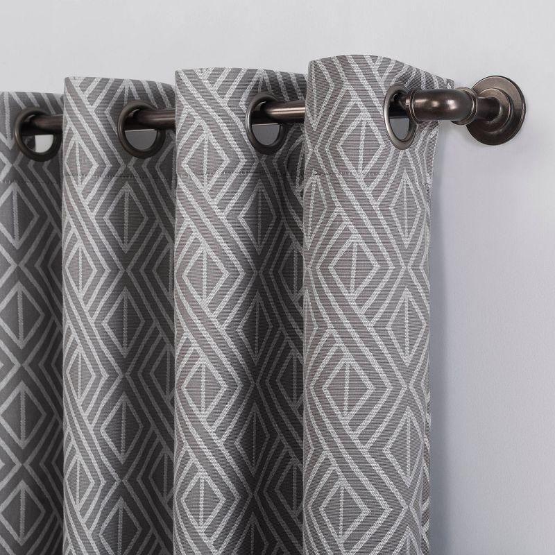 Gray Geometric Blackout Grommet Drape Panel