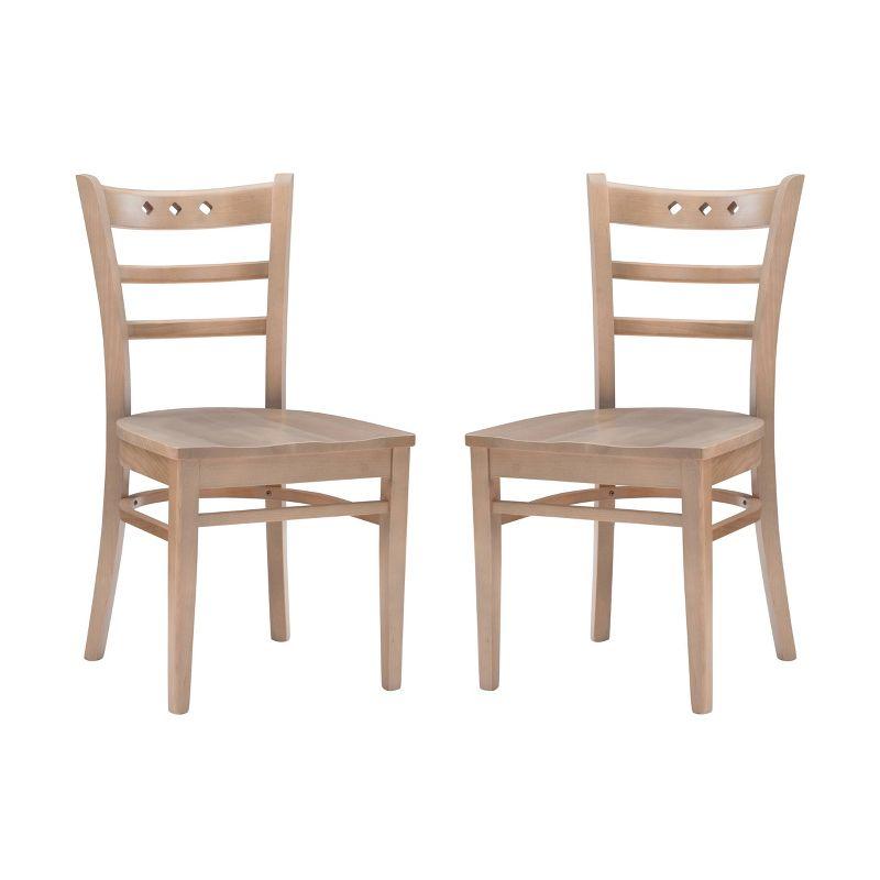 Natural Wood Ladderback Side Chair Set of 2