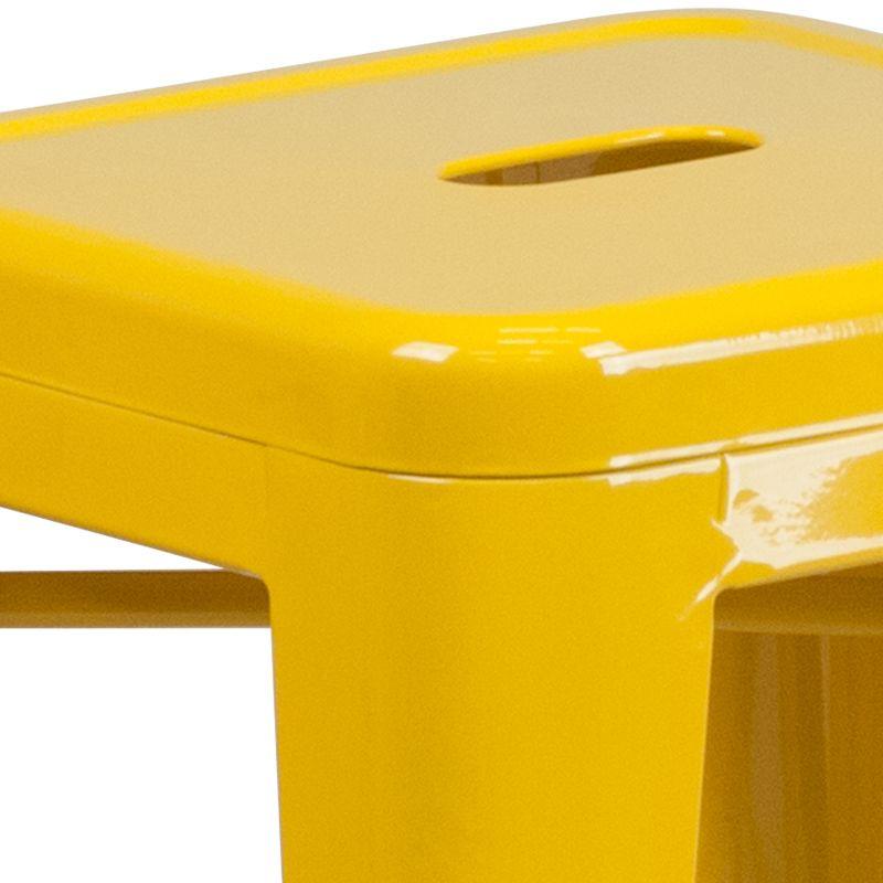 24" Backless Yellow Metal Indoor-Outdoor Counter Stool