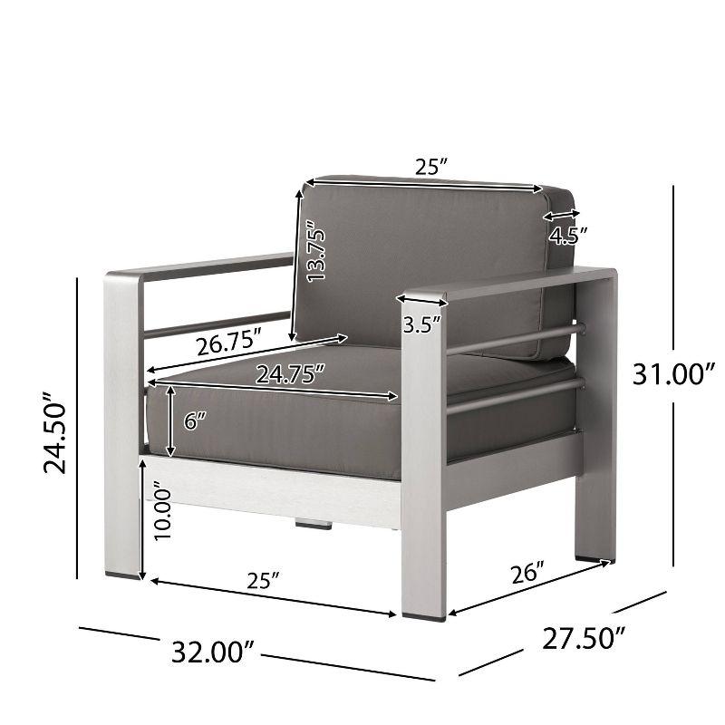 Cape Coral 2pk Aluminum Patio Club Chair - Gray - Christopher Knight Home: Weather-Resistant, Modern Design