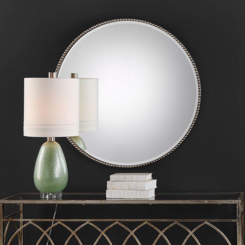 Stefania 40" Round Silver Wood Wall Mirror