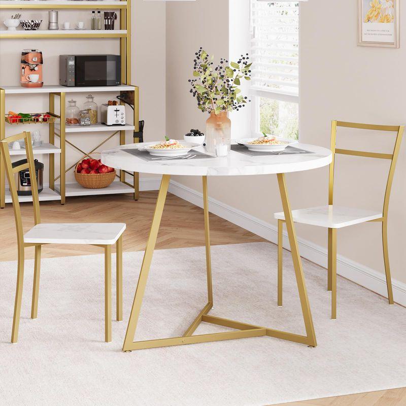 Dining Table Set for 2, Kitchen Table & Chair Sets for 2, Round Kitchen Table for Small Space, Apartment, Breakfast Nook