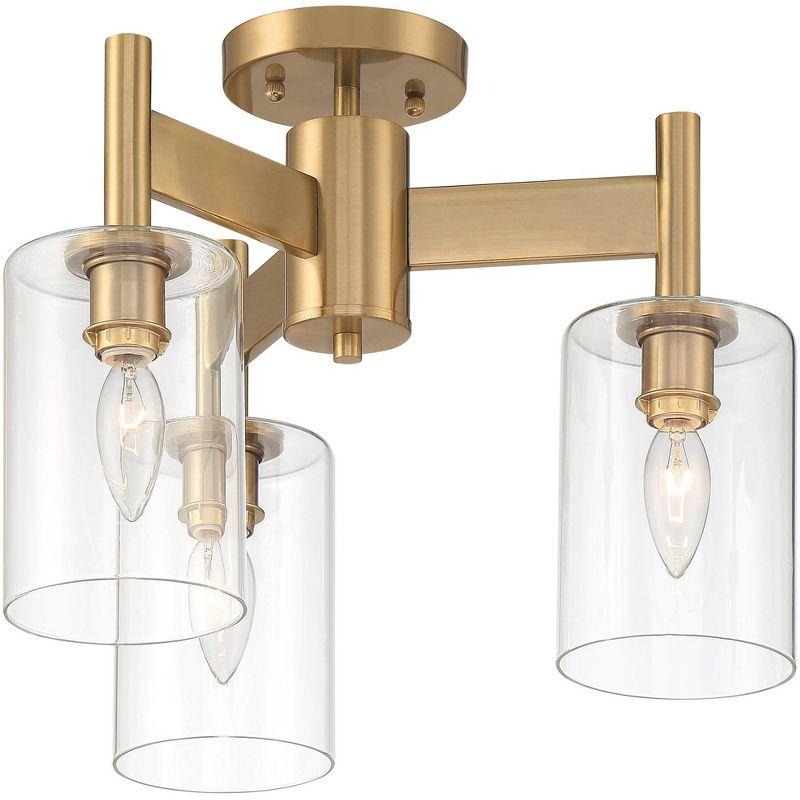 Possini Euro Design Lantico Modern Ceiling Light Semi Flush Mount Fixture 17" Wide Gold 3-Light Clear Glass for Bedroom Kitchen Living Room Hallway