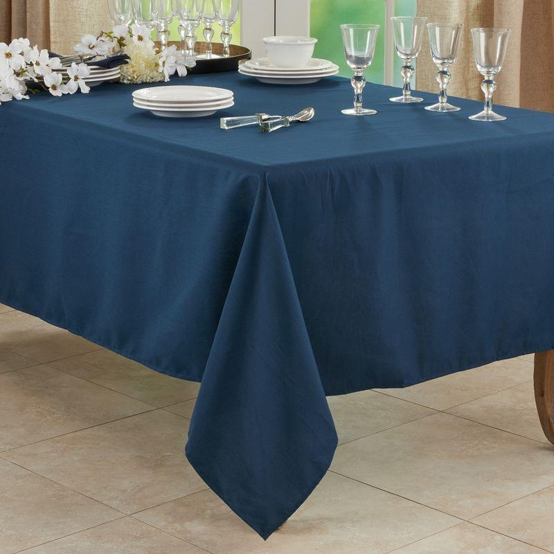 Saro Lifestyle Solid Color Everyday Tablecloth, Navy Blue, 65" x 120"