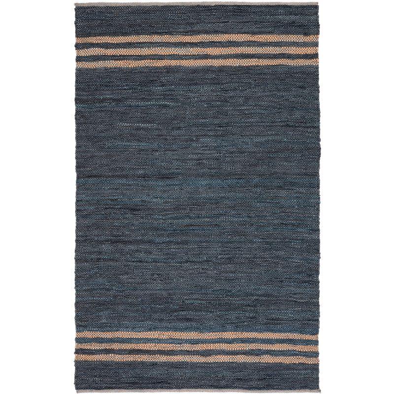 Vintage Leather VTL400 Hand Woven Indoor Area Rug - Blue/Beige - 4'x6' - Safavieh