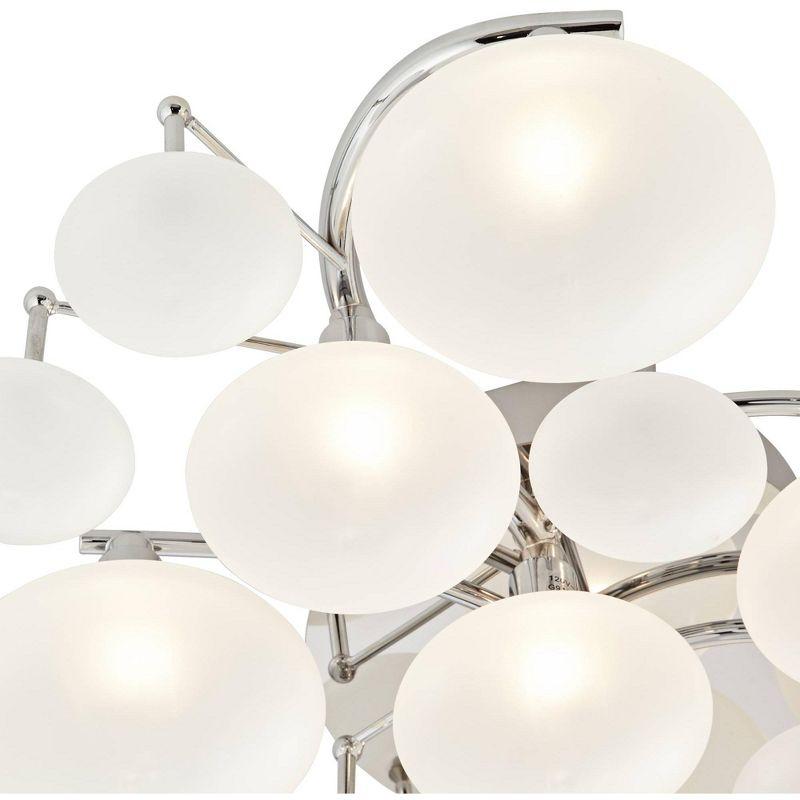 Possini Euro Design Lilypad Modern Ceiling Light Semi Flush Mount Fixture 30" Wide Chrome 12-Light Frosted Opal Glass for Bedroom Kitchen Living Room