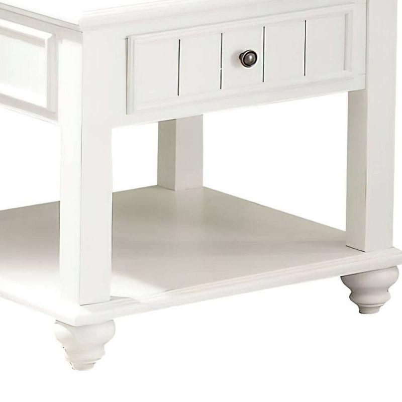 24" Natesa Accent Table White Washed - Acme Furniture: French Country Style, 24-Inch Side Table with Storage Drawer