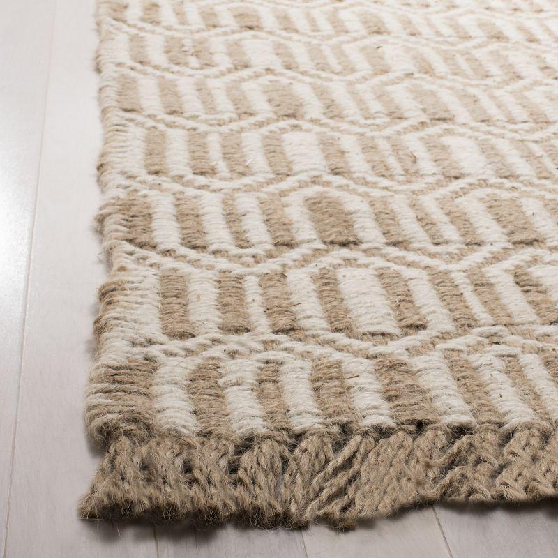 Ivory Geometric Hand-Knotted Jute 7' x 7' Square Rug