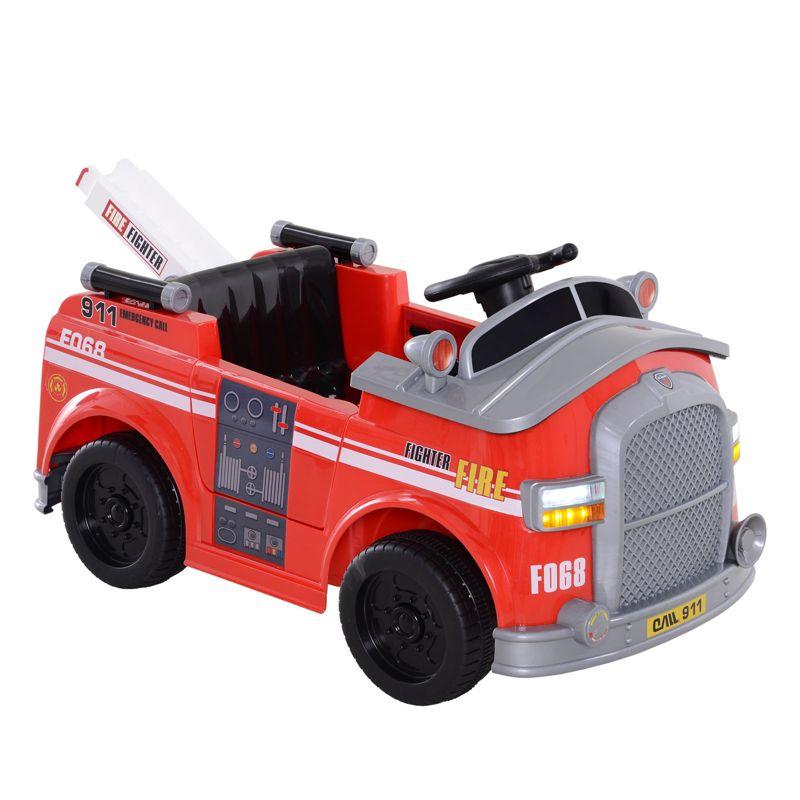 Red 6V Electric Ride-On Fire Truck with Remote Control