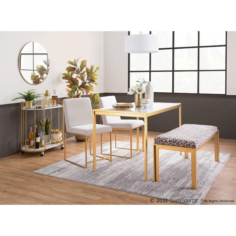 LumiSource 46" Fuji Polyester/Metal Bench Gold/Beige Leopard