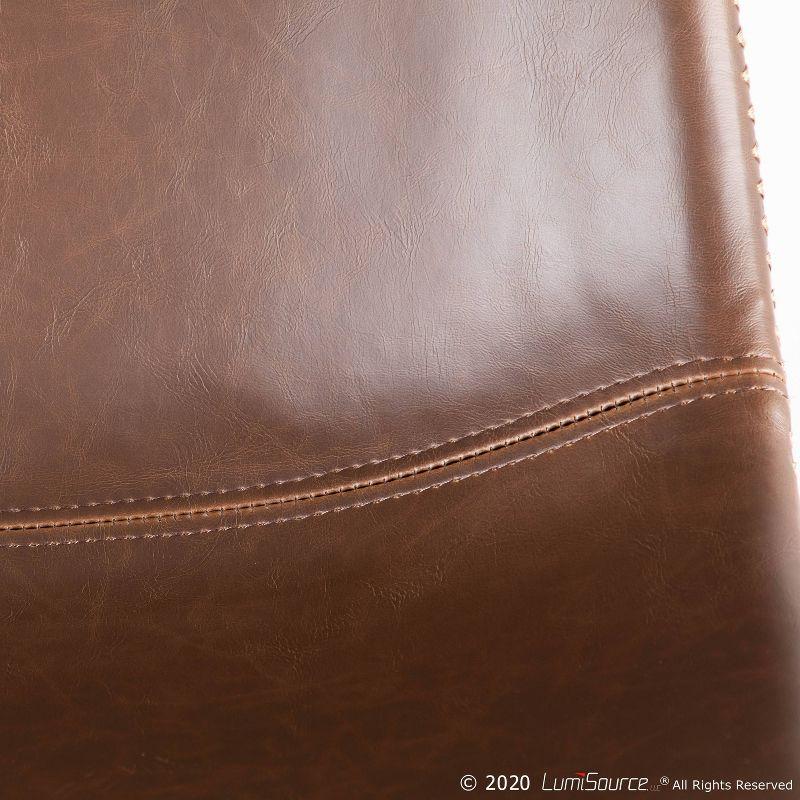 Set of 2 31.25" Duke Industrial Adjustable Height Barstools Antiqued Brown - LumiSource: Oval Back, Polyurethane Upholstery, Metal Legs