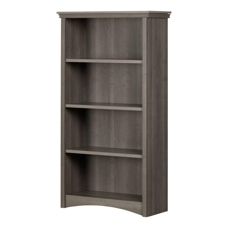 Adjustable Gray Maple Wood 4-Shelf Bookcase