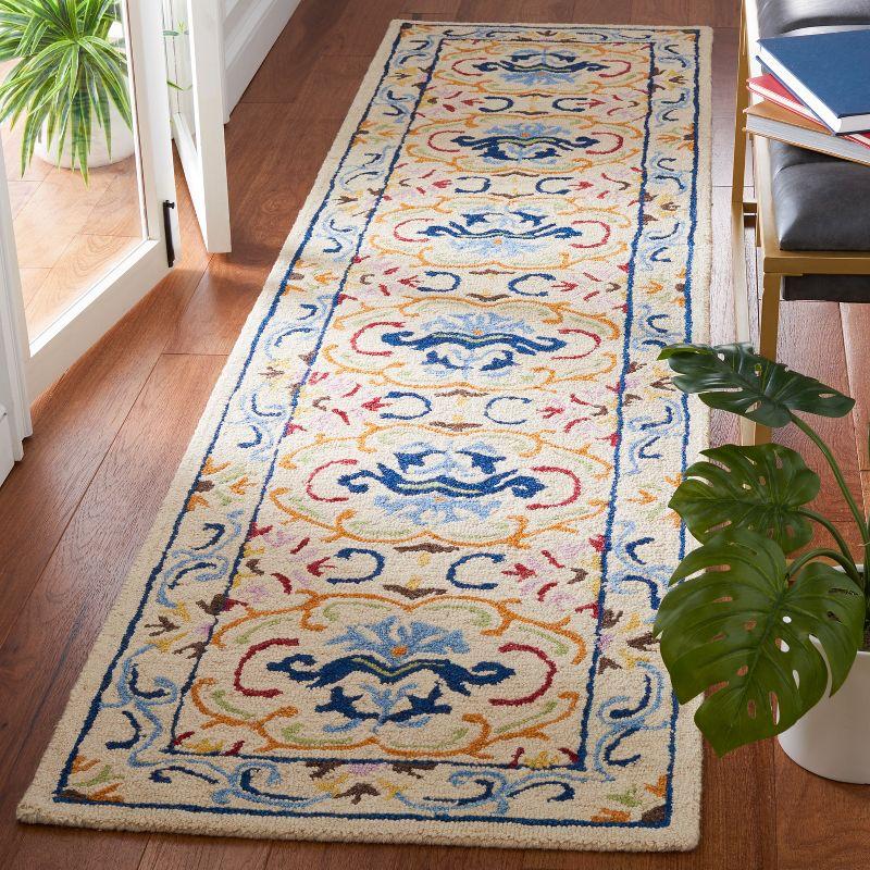 Handmade Blue and Beige Wool Tufted Area Rug