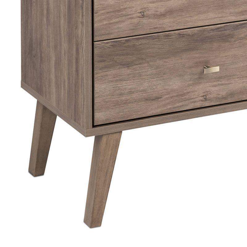 Prepac Milo Mid-Century Modern 4 Drawers Chest with Door Drifted Gray: Laminated Storage, Metal Glides, Adjustable Shelf