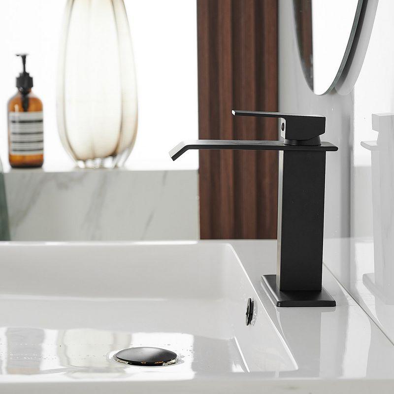 BWE Waterfall Single Hole Single-Handle Low-Arc Bathroom Faucet With Supply Line