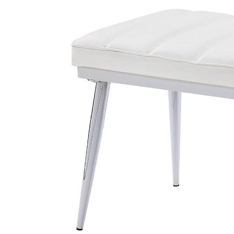 Weizor Bench White Faux Leather/Chrome - Acme Furniture