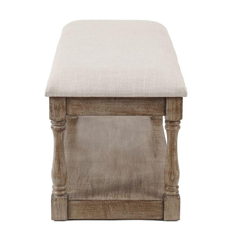 LuxenHome Upholstered Beige Linen Entryway and Bedroom Bench