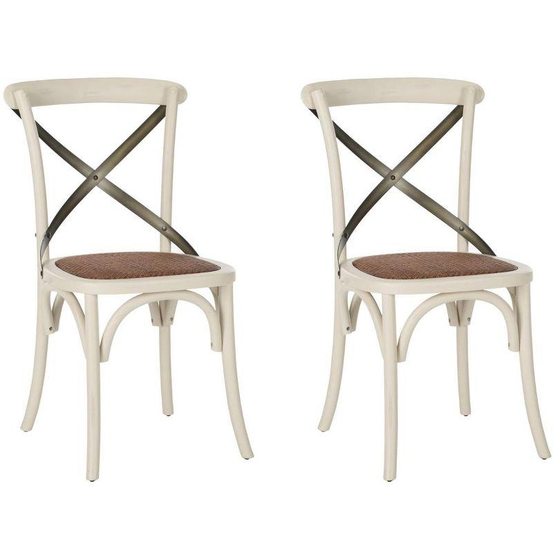 Franklin 18" H X-Back Farmhouse Dining Chair (Set of 2) - AMH9501 - Antique White - Safavieh Couture