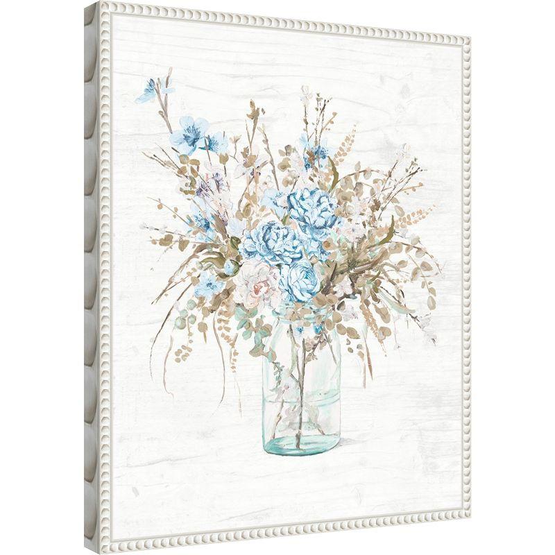 Amanti Art Blue Flowers In Glass Vase by Patricia Pinto Framed Canvas Wall Art