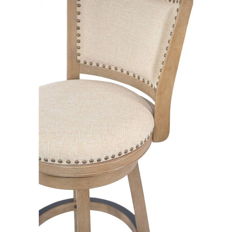 29" Melrose Distressed Barstool Driftwood Ivory - Boraam: Upholstered, Brass Nailhead, Swivel