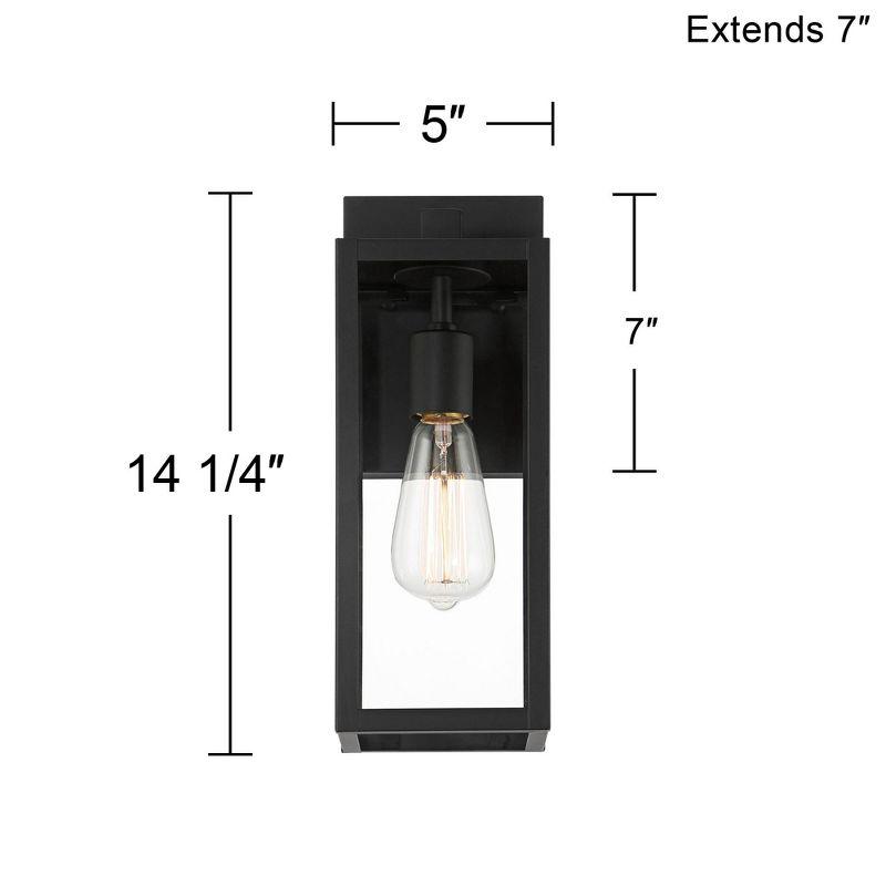 John Timberland Titan Modern Outdoor Wall Light Fixtures Set of 2 Mystic Black 14 1/4" Clear Glass for Post Exterior Barn Deck House Porch Yard Patio