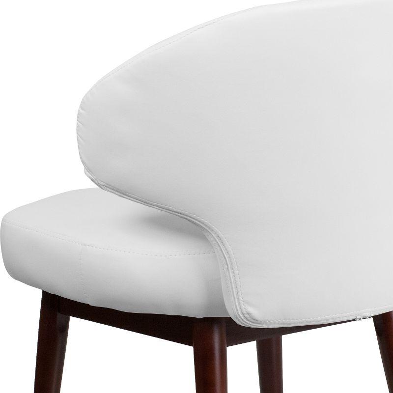 White LeatherSoft Accent Chair with Walnut Legs