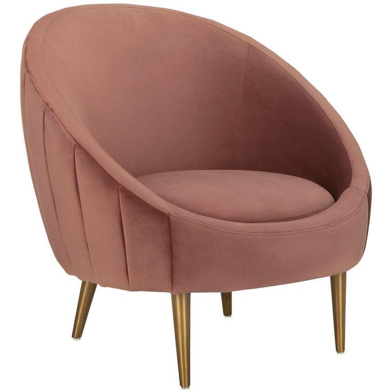 Dusty Rose Velvet Barrel Armchair with Gold Legs