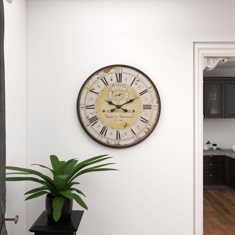 Vintage Wood Wall Clock with Typography Brown - Olivia & May