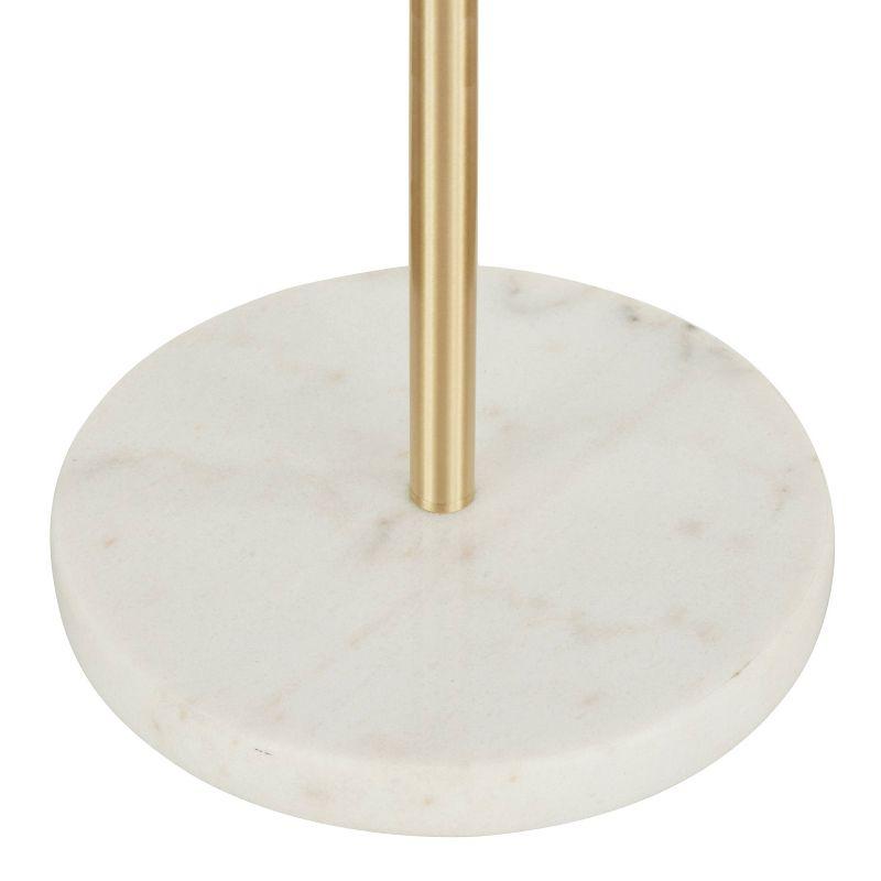LumiSource Chloe Contemporary Shelf Floor Lamp with Marble Base Shelf and Linen Shade White (Includes LED Light Bulb) : Gold Neck, Round Glass Table