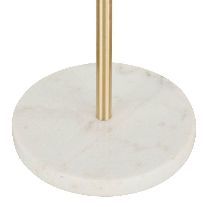 Chloe Contemporary Gold and White Shelf Floor Lamp with Linen Shade