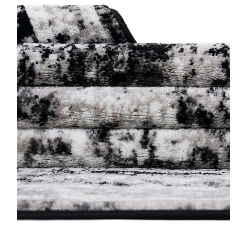 Black and Gray Rectangular Stain-Resistant Area Rug