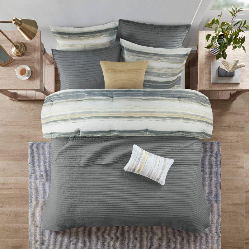 Marina 8 Piece Printed Seersucker Comforter and Quilt Set Collection