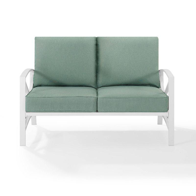 Pistachio Green and White Steel Outdoor Loveseat