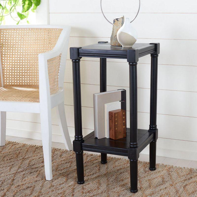 Elegant Pine Wood & Metal Square Accent Table - 20" Black Finish