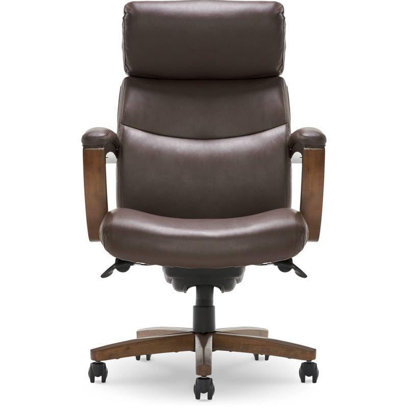 Greyson Modern Executive High-Back Office Chair with Solid Wood Arms and Lumbar Support