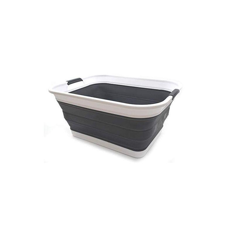 SAMMART Collapsible Plastic Laundry Basket/ Washtub 41L (10.8 Gallon) Set of 2, Lt. Purple