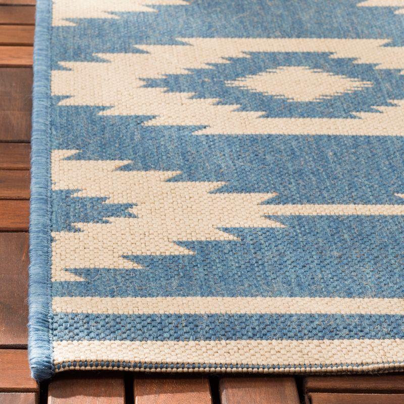 Beach House BHS171 POWER LOOMED Indoor/Outdoor Runner Rug - Cream/Blue - 2'2"x4' - Safavieh