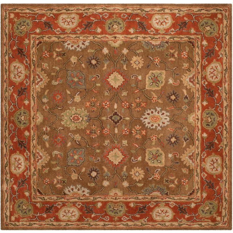 Heritage HG952 Hand Tufted Area Rug - Moss/Rust - 4'x4' - Safavieh.