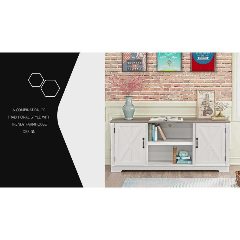 70" Classic Style TV Stand for TVs up to 78" White - Festivo: Farmhouse Design, Cable Management, Adjustable Storage