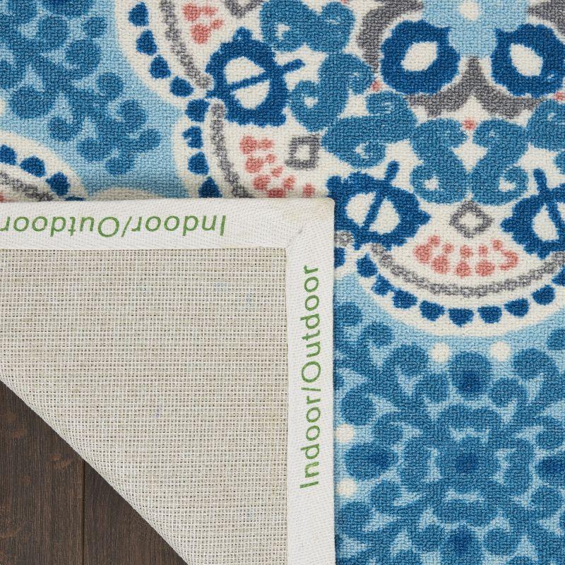 Floral Blue Outdoor Area Rug