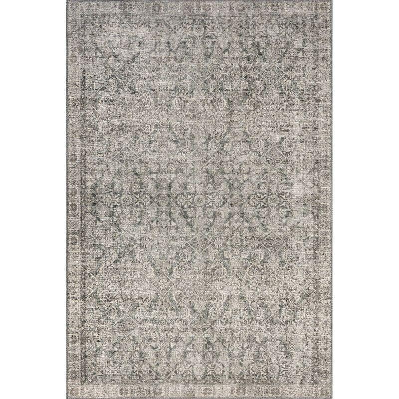 Hillstone Gray Rectangular Synthetic Vintage Medallion Area Rug